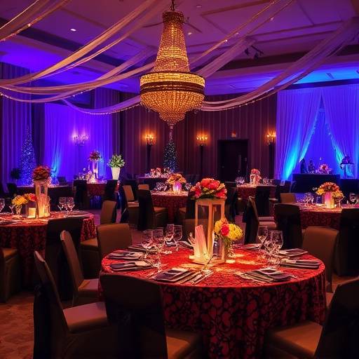 Fotograf&radic;&ne;a de la cena tem&radic;&deg;tica anterior, con mesas elegantemente decoradas y platos exquisitos.