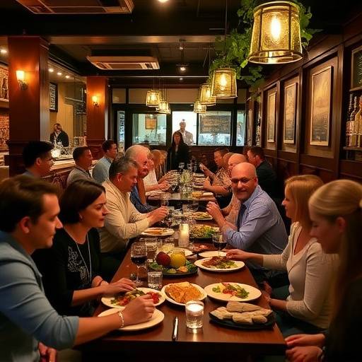 Imagen de clientes disfrutando de una noche de tapas y vinos en el restaurante.