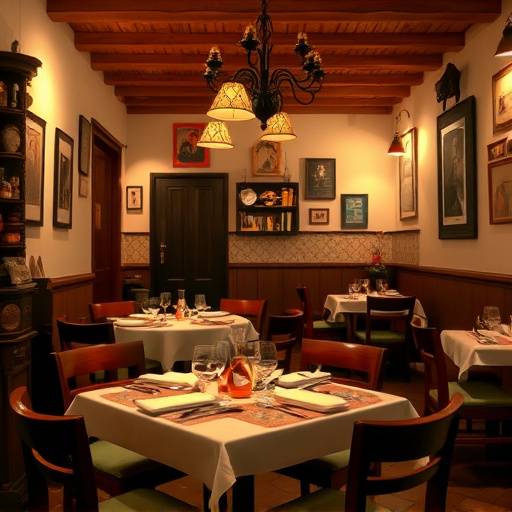 Interior acogedor de El Rinc贸n Ib茅rico, mostrando mesas preparadas y decoraci贸n tradicional espa帽ola